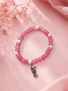 Pink Sea Horse Handcrafted bracelet by me